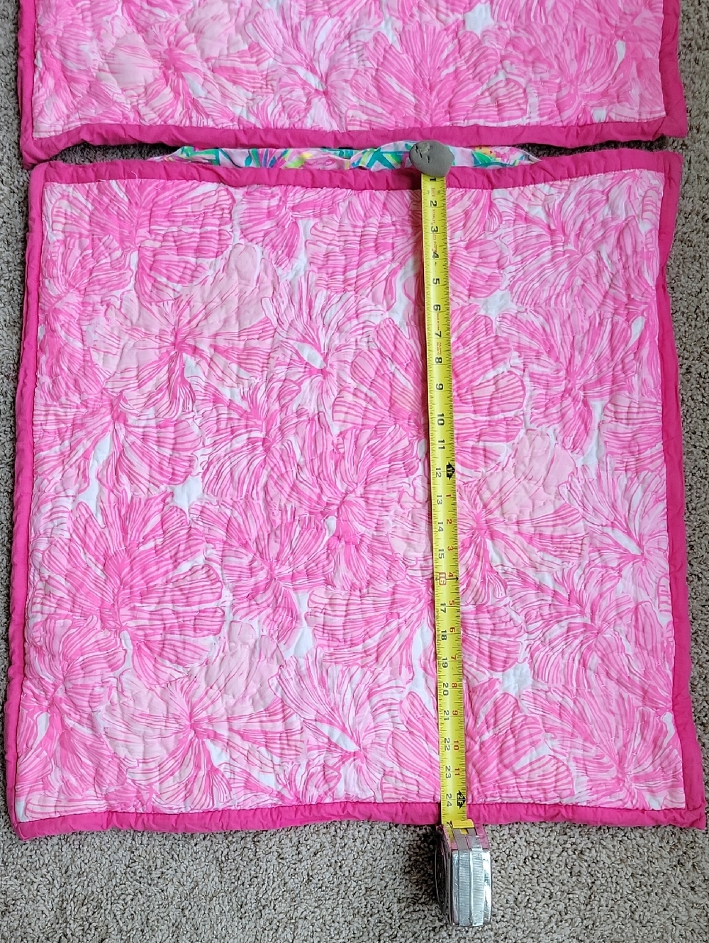 2 Lilly Pulitzer - Pottery Barn Tropical Floral Quilted Pillow Shams 26" By 26" - Picture 3 of 9